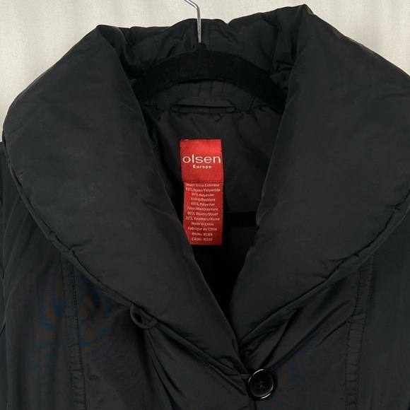 Olsen Down Filled Black Vest Shawl Collar Zip Size 4 Winter Puffer Quilted Warm - Picture 2 of 16